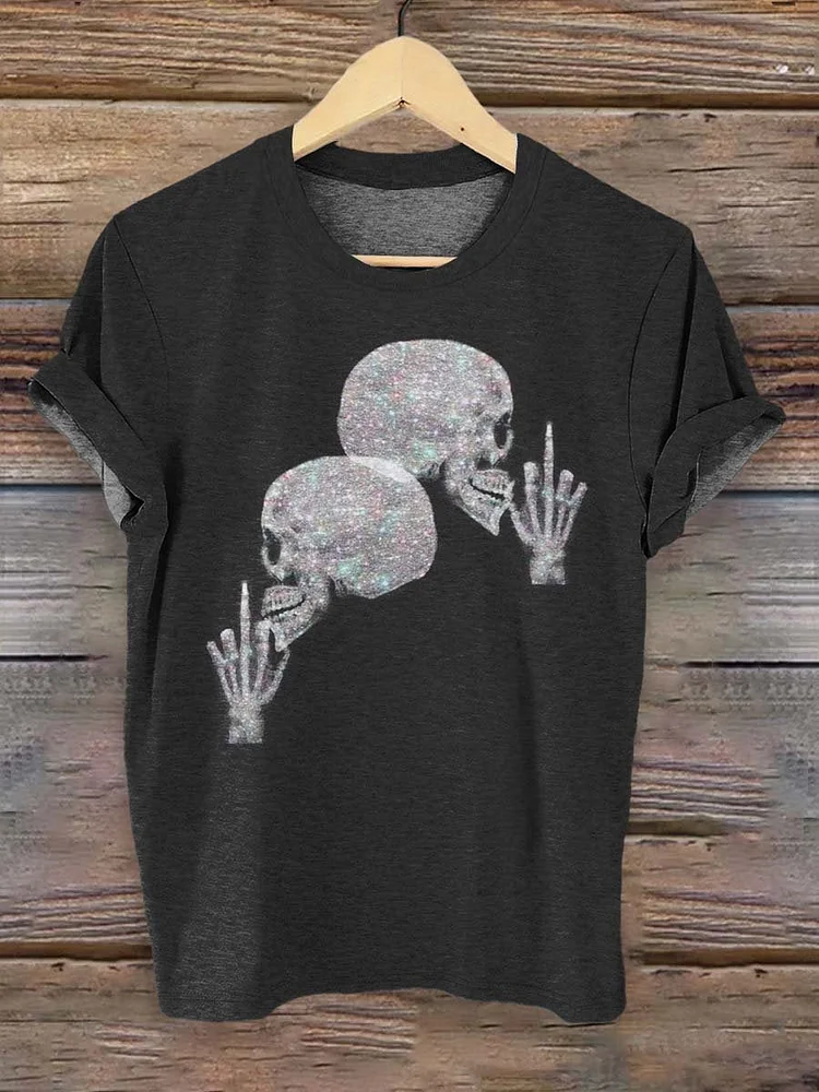 Punk Skull Gothic Art Pattern Print T-shirt