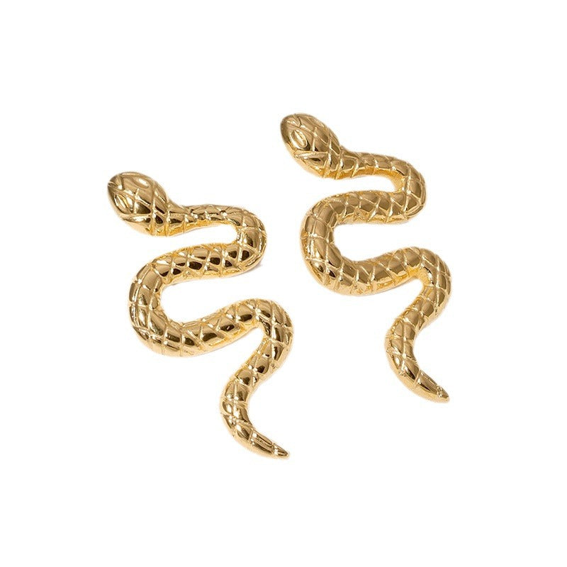Snake Animal Chinese Zodiac Stainless Steel Electroplating Stud Earrings