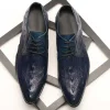 Stylish Mens Blue leather dress shoes