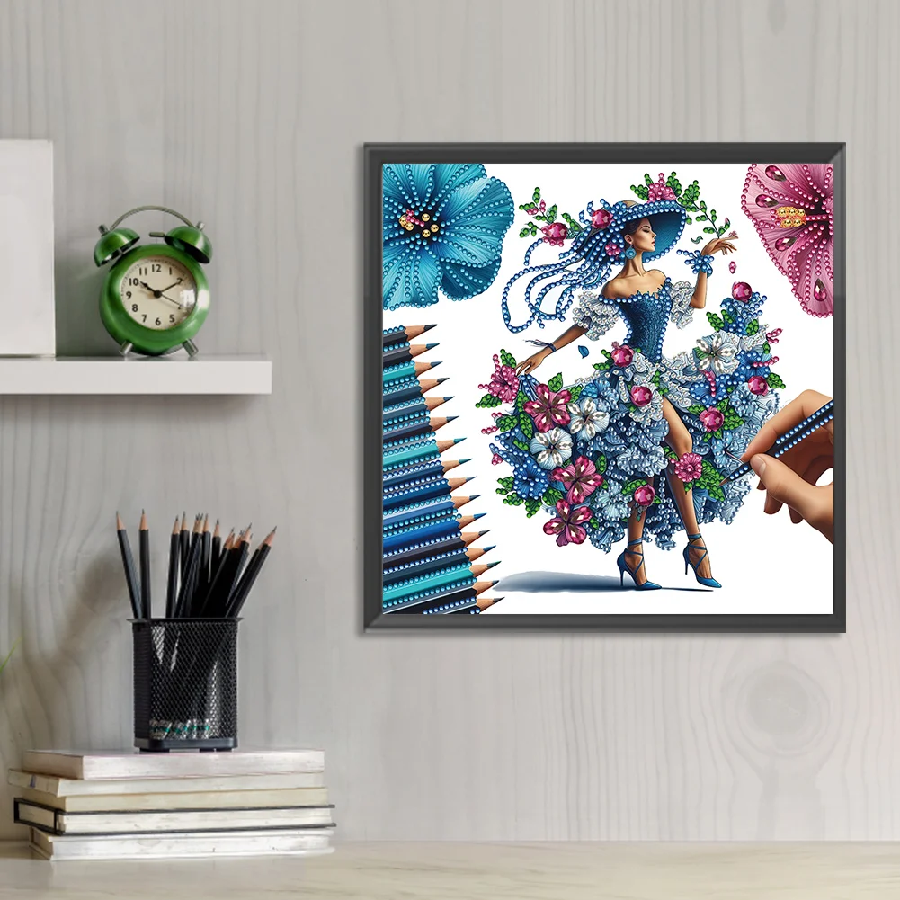Diamond Painting - Partial Special Shaped Drill - Elegant Lady(Canvas|30*30cm)