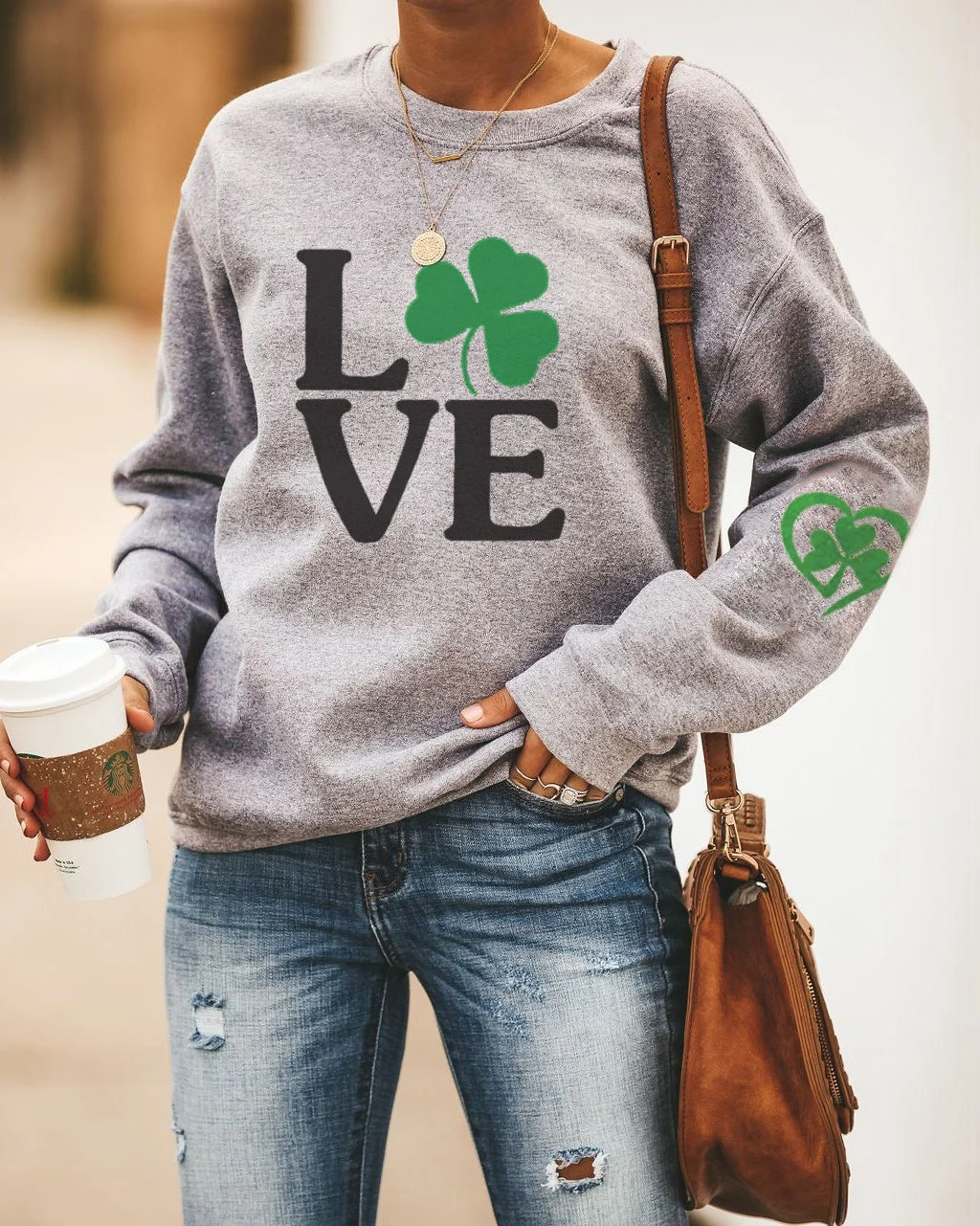 Women's Lucky Clover Print Sweatshirt