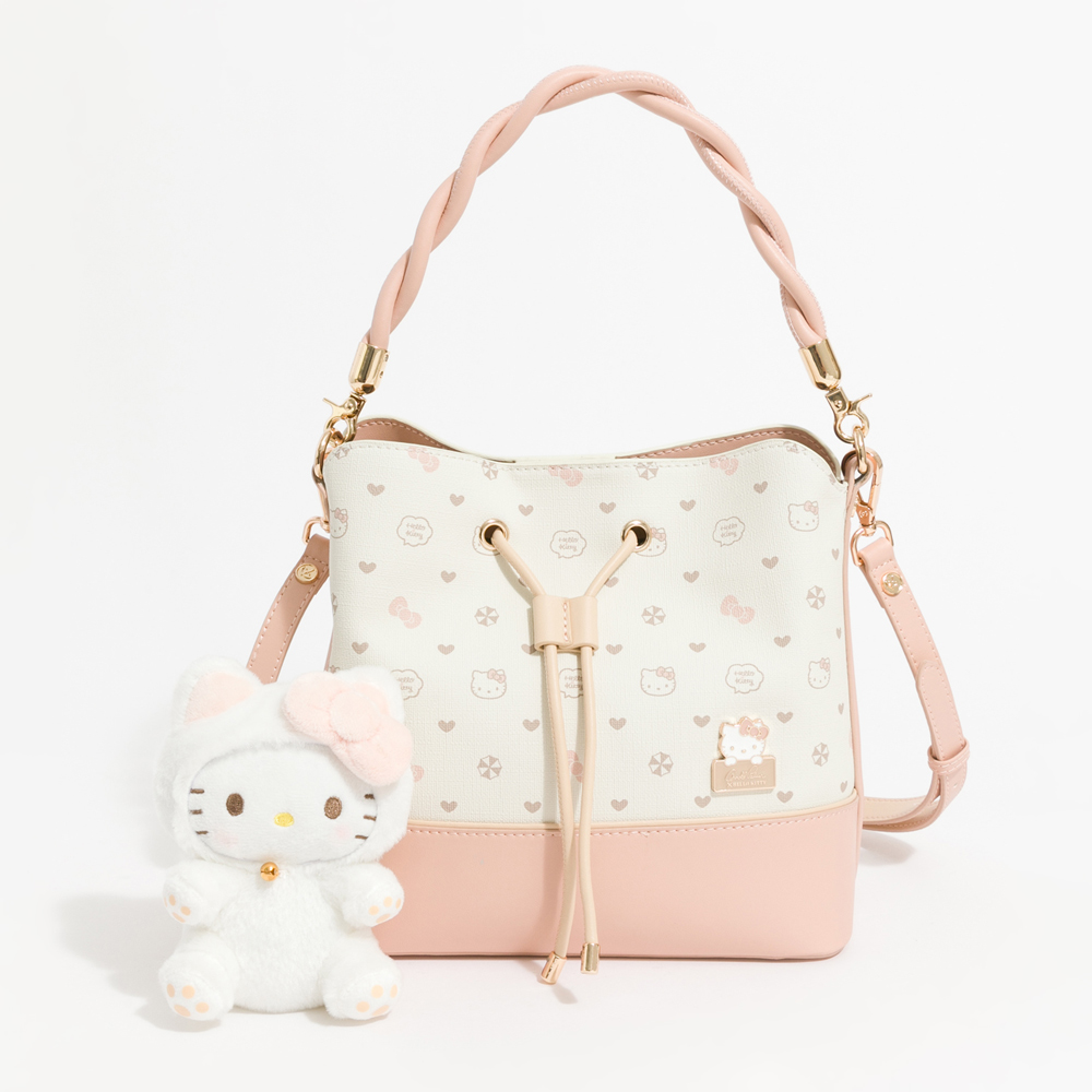 Arnold Palmer X Hello Kitty Monogram Bucket Bag PINK Bag Rucksack PU Leather Women Girls Ladies Travel Bag A Cute Shop - Inspired by You For The Cute Soul 