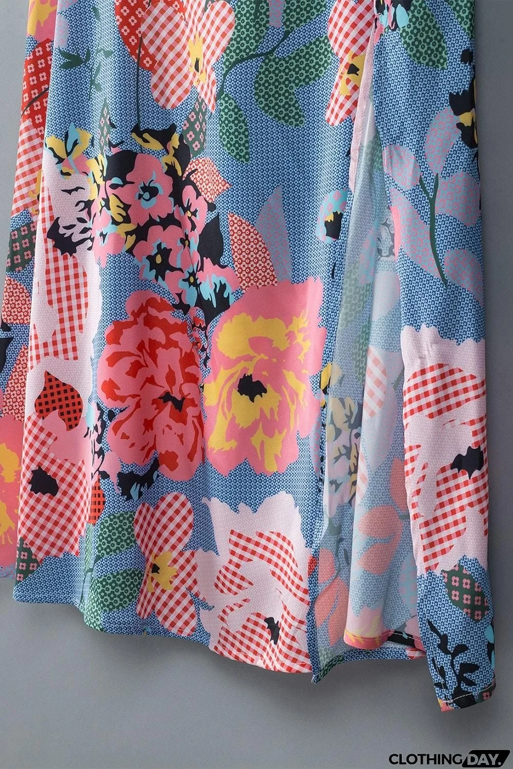 Floral Tied Cutout Split Spaghetti Strap Dress