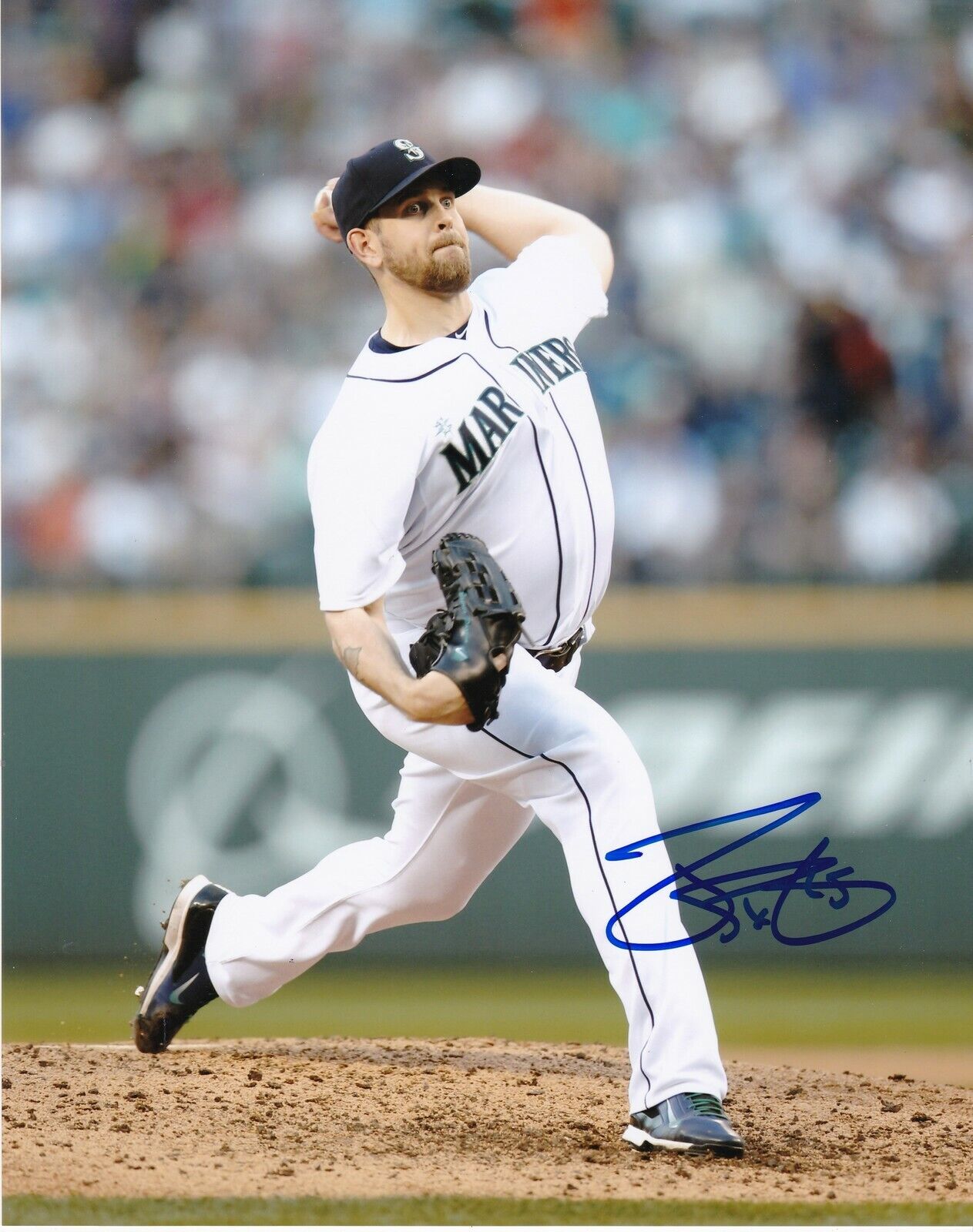 JAMES PAXTON SEATTLE MARINERS ACTION SIGNED 8x10