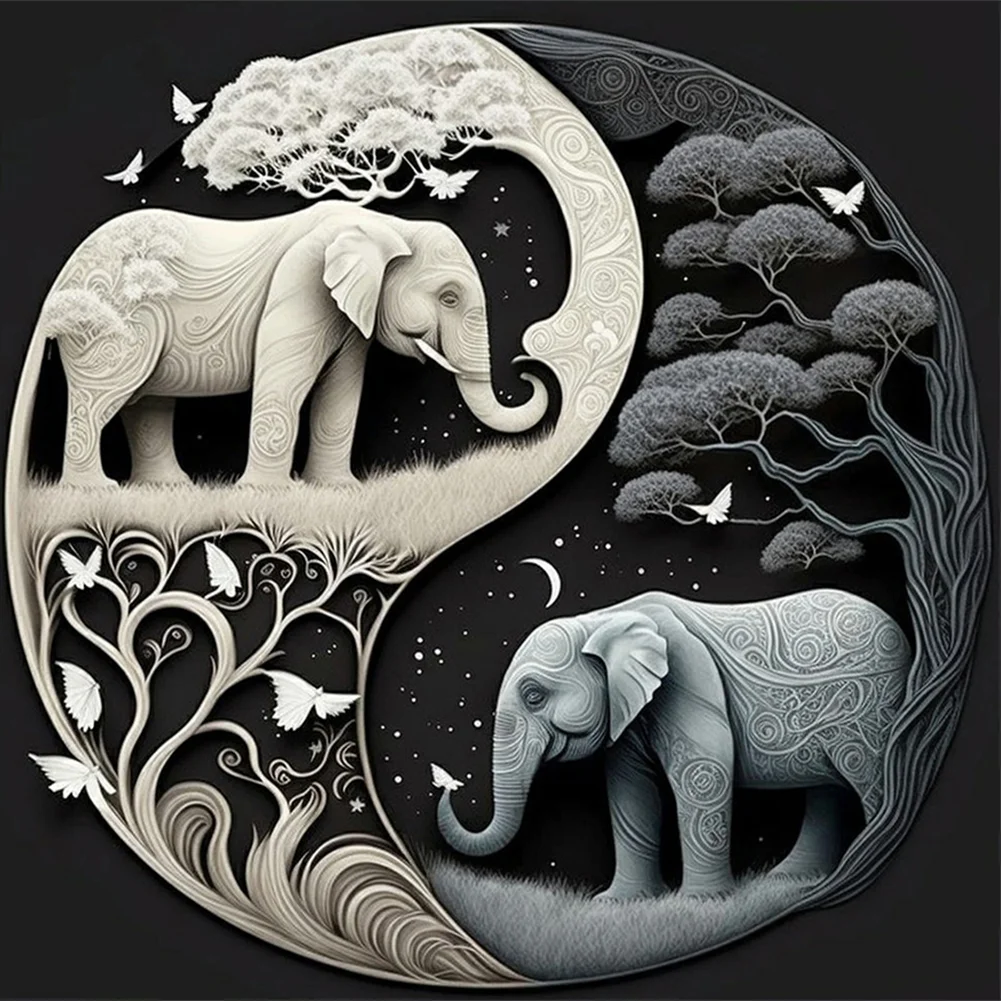 Full Round Diamond Painting - Tai Chi Elephant(30*30cm)