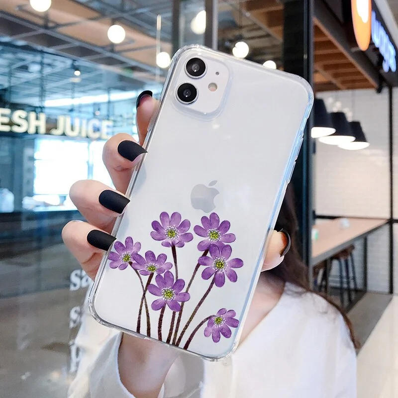 Nigikala Blue Flowers Phone Case for iphone X XS MAX XR 12 13 11 Pro Max 7 8 Plus SE 2020 Soft Clear Transparent Back Cover Fundas