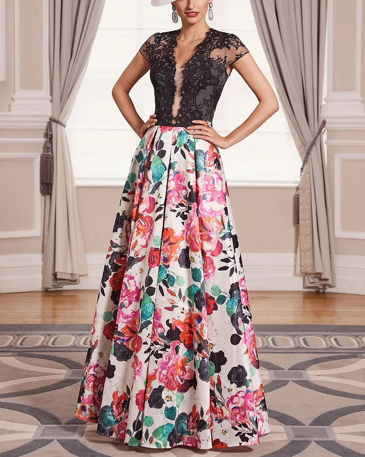 Flower and lace detail dress
