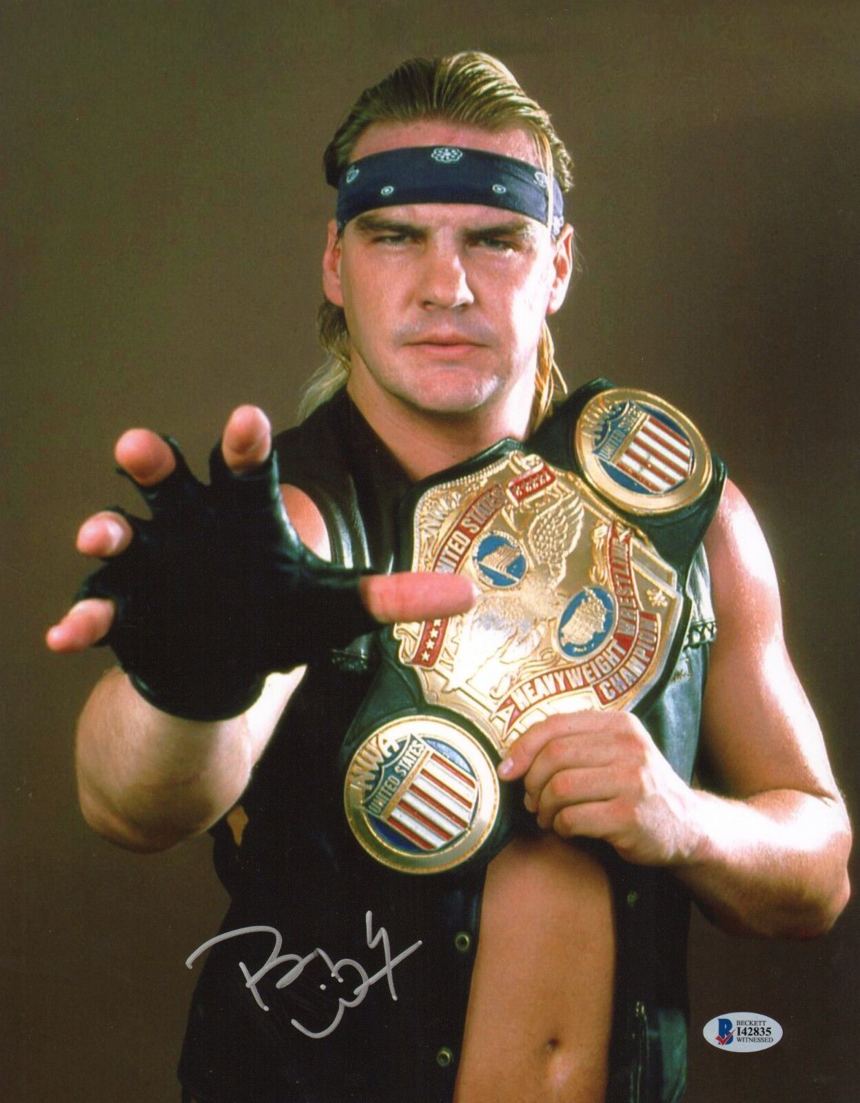 Barry Windham Signed 11x14 Photo Poster painting BAS Beckett COA WWE NWA Belt Picture Autograph