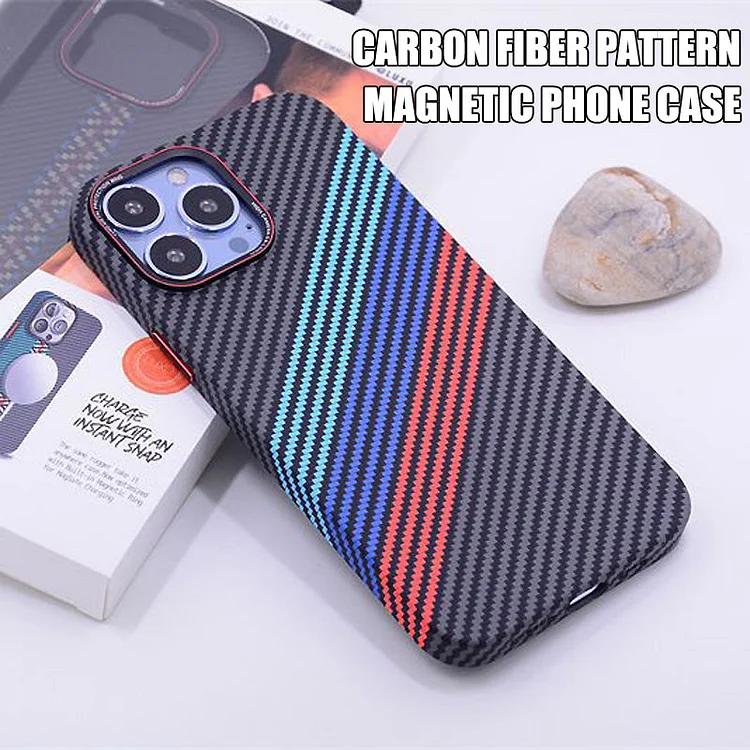 Suitable For iPhone15 Series Magnetic Carbon Fiber Pattern Anti-fall Mobile Phone Case