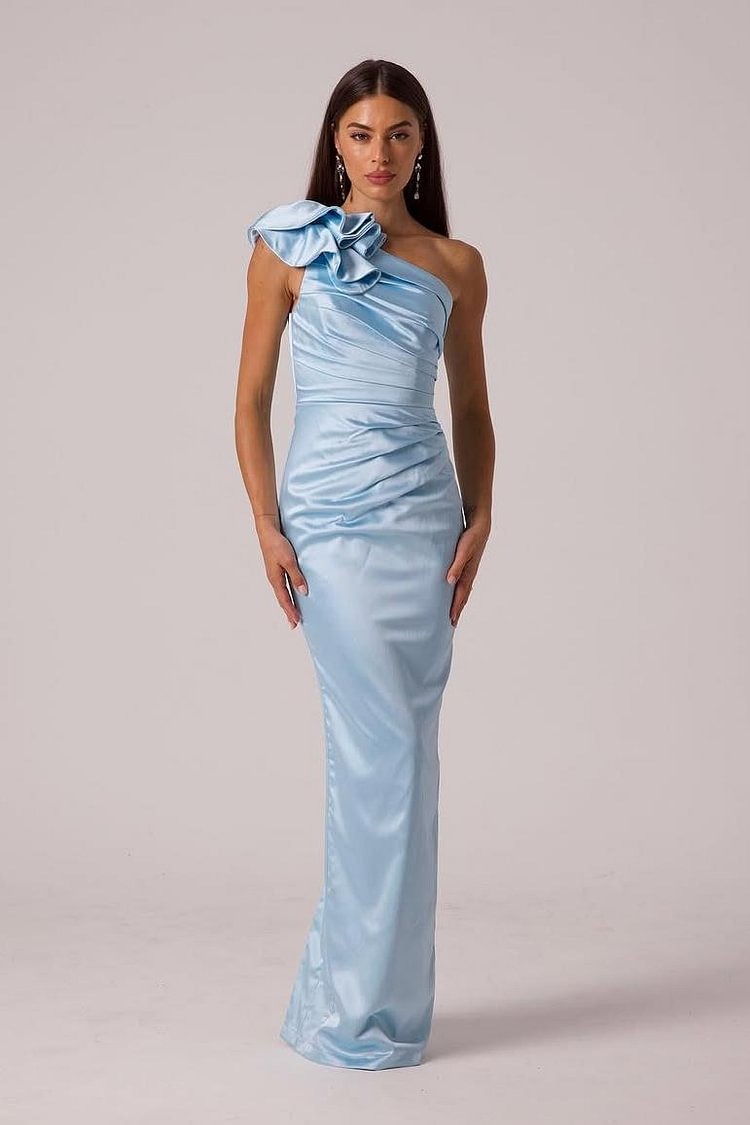 Lussooy Elegant Mermaid One Shoulder Sleeveless Prom Dress