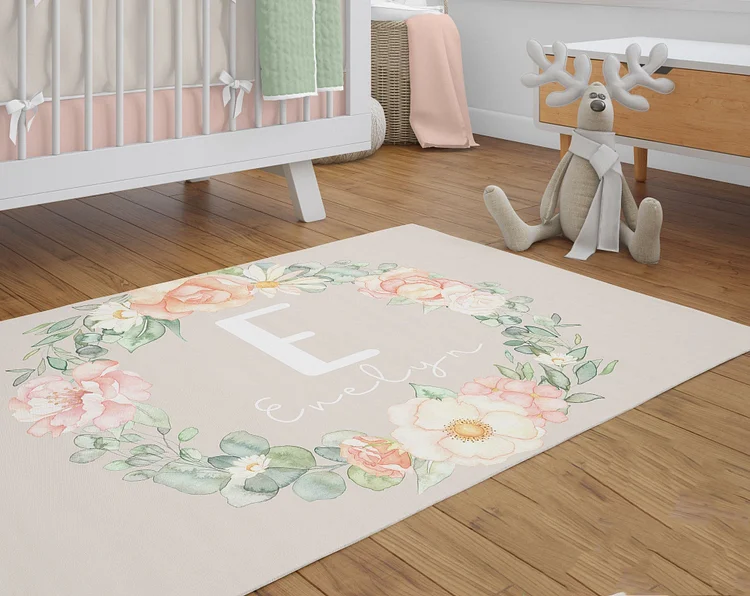 Personalized Baby Flower Rug|R151