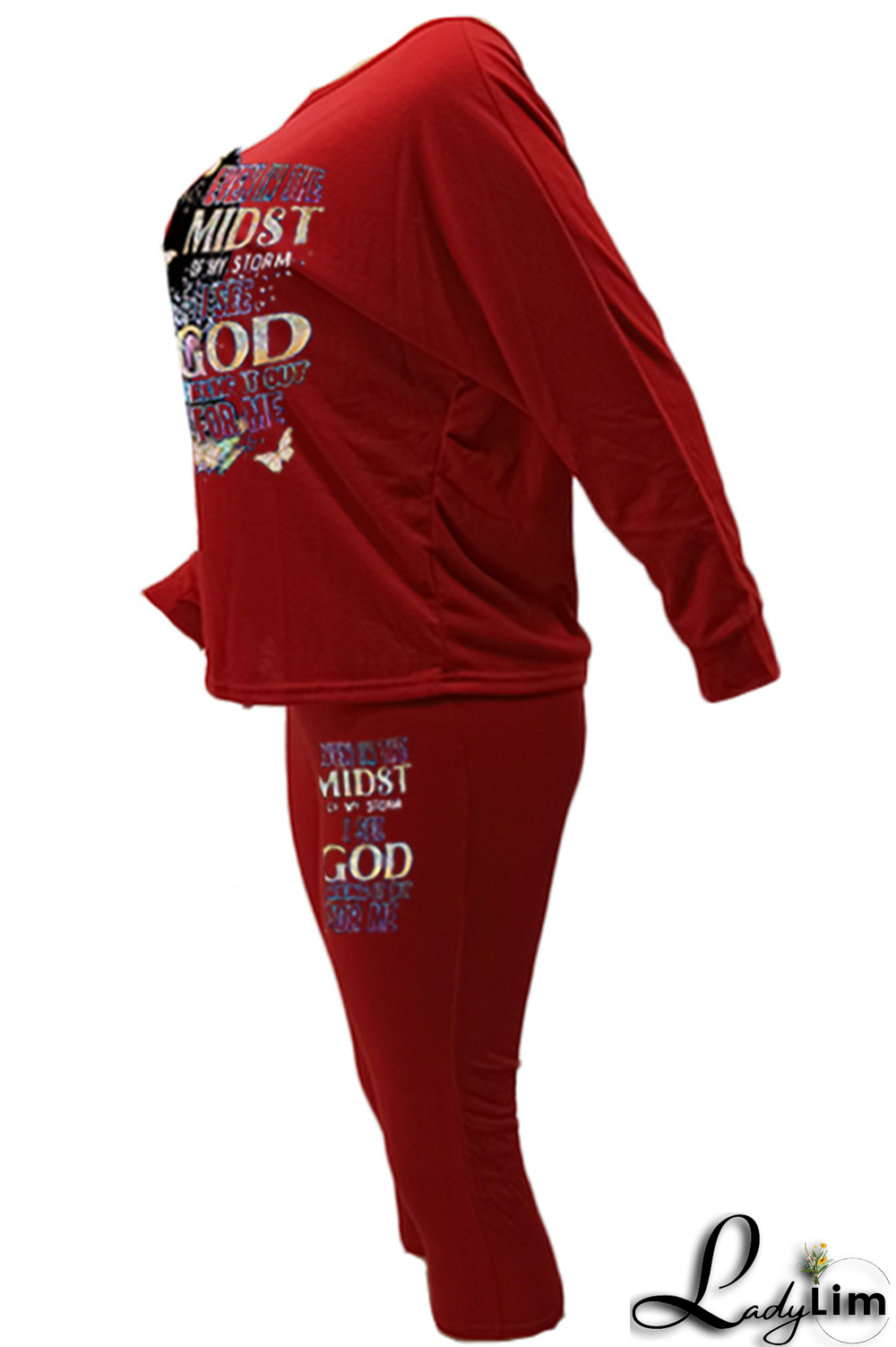 Black Fashion Print Patchwork One Shoulder Long Sleeve Two Pieces