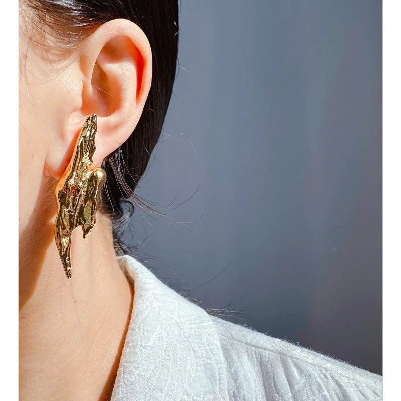 1 Pair Minimalist Cool Style IG Style Geometric Brass 24K Gold Plated Ear Studs