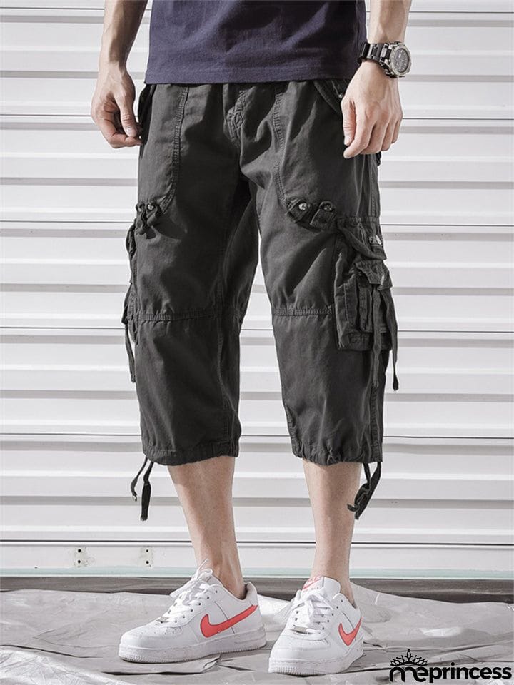 Men’s Relaxed Fit Below Knee 3/4 Length Cargo Shorts