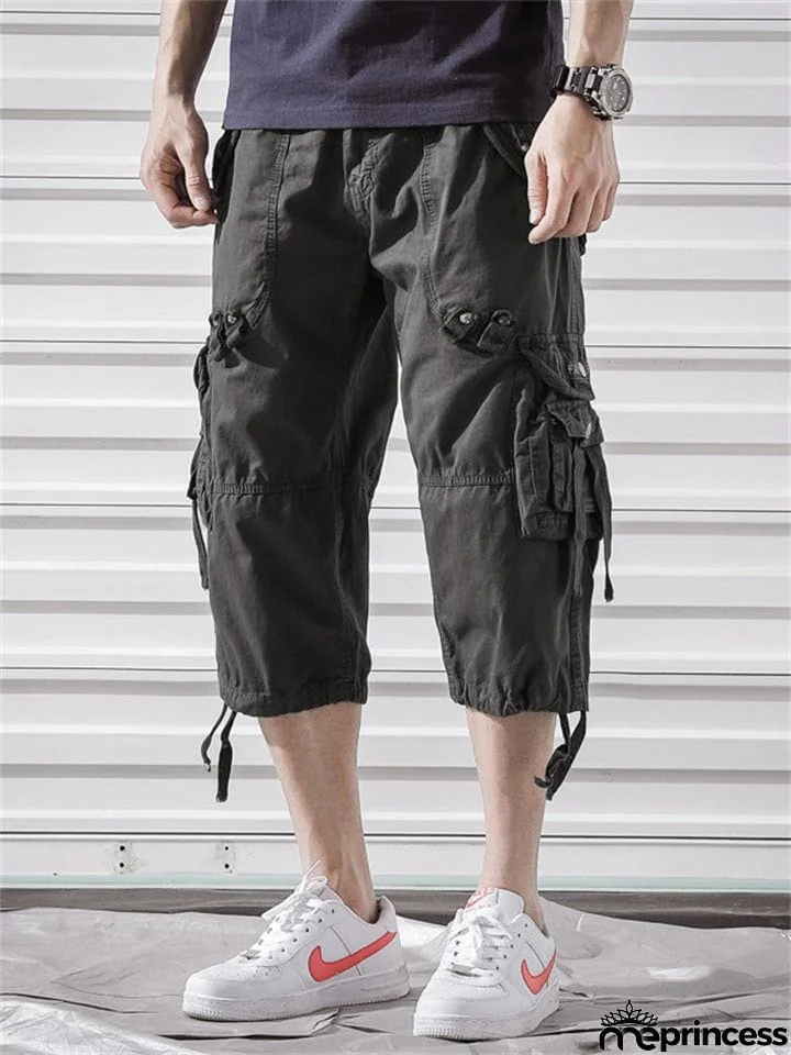 Men’s Relaxed Fit Below Knee 3/4 Length Cargo Shorts