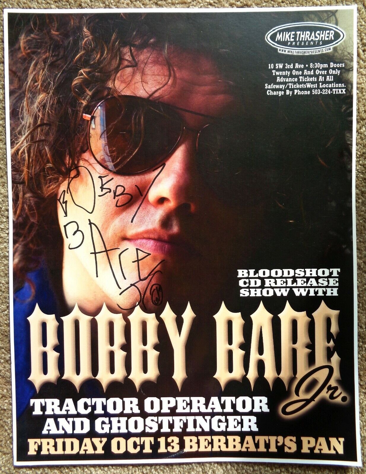 Signed BOBBY BARE JR. Gig POSTER In-Person w/proof Concert Autograph