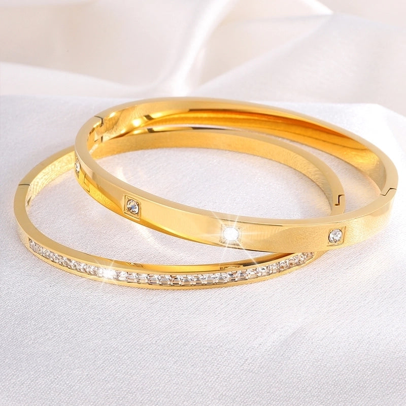 Elegant French Style Classic Style Solid Color 304 Stainless Steel Bangle In Bulk