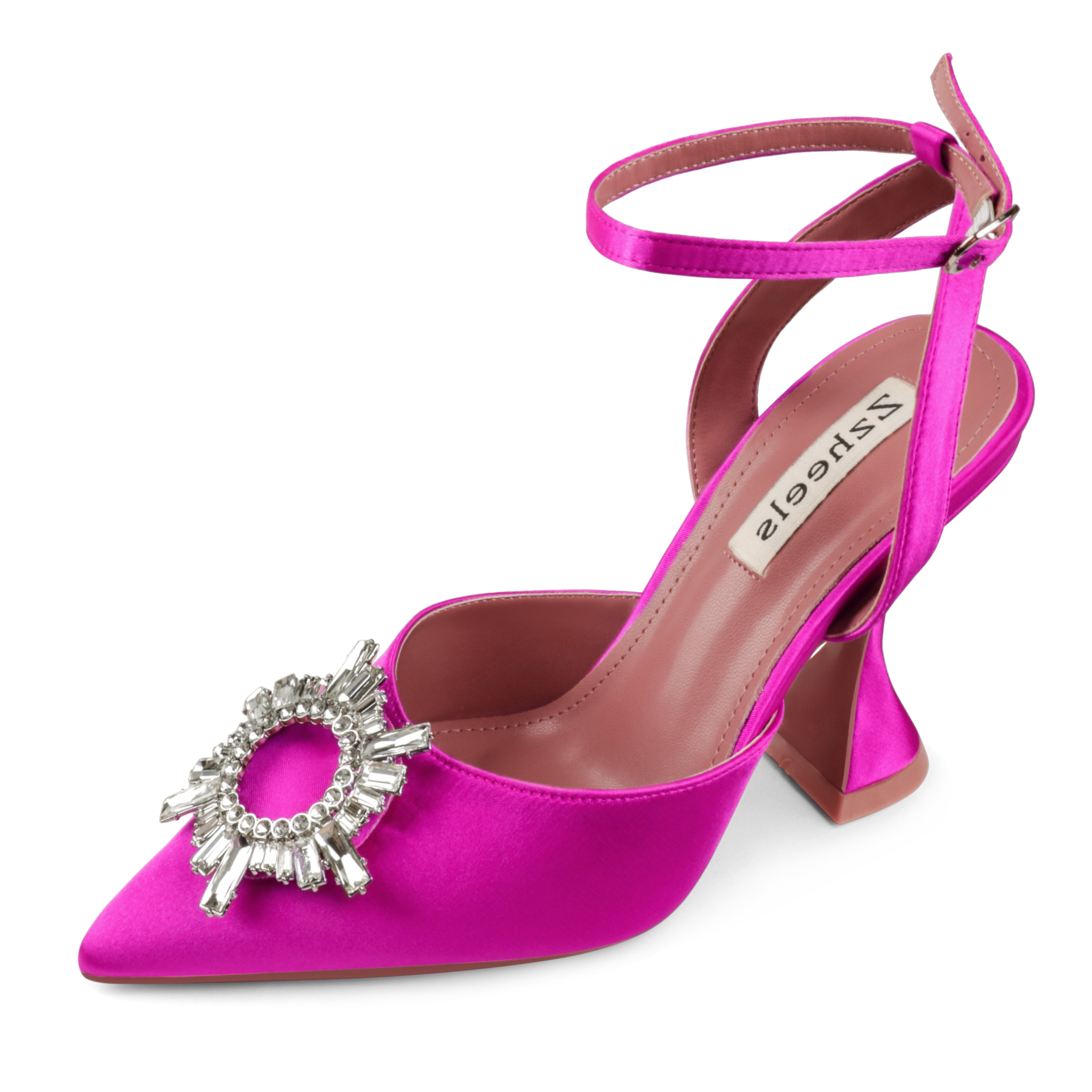 9.5cm/3.74 inch Slingback Begum Classic Pumps Pointed Toe Strappy Silk Sandals