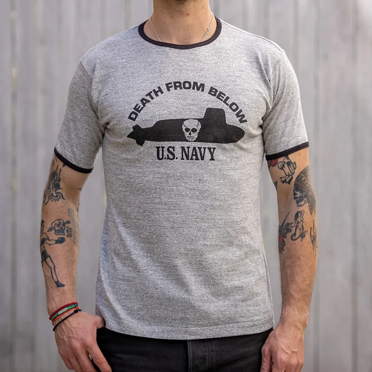 “Death From Below” Ringer Heather Gray T-Shirt