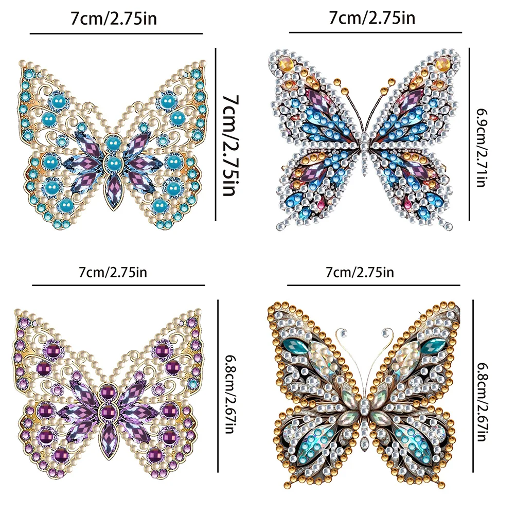 4pcs Butterfly DIY Diamond Painting Brooch Brooch Jewelry Kit DIY Diamond Pins