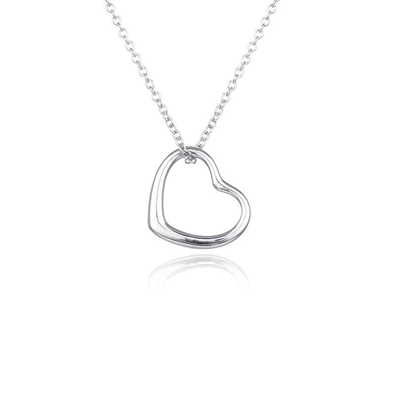 Hollow Out Big Love Silver Necklace Women’s Short Cross Clavicle Chain