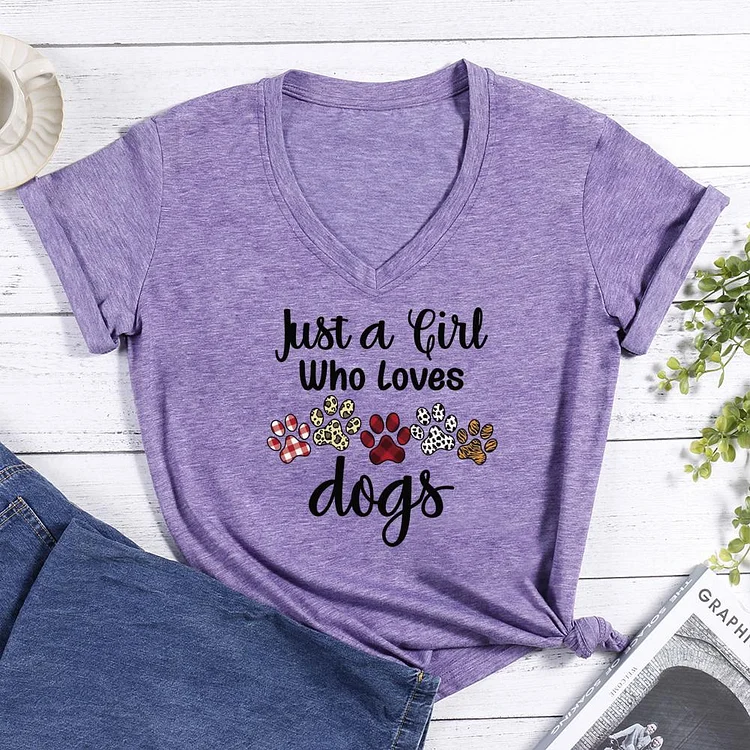 Just a Girl Who Loves Dogs V-neck T Shirt