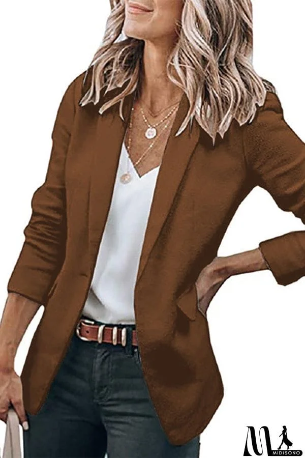 MidiSono - Casual Turndown Collar Coat