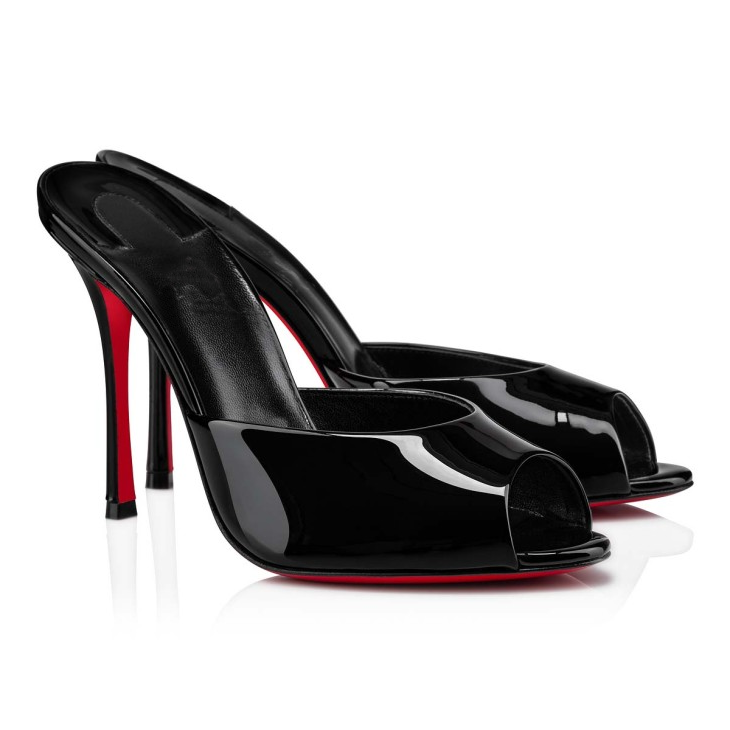 100mm Women's Sandals Pointed Toe Mules Red Bottom Heels Slip on Stilettos-MERUMOTE