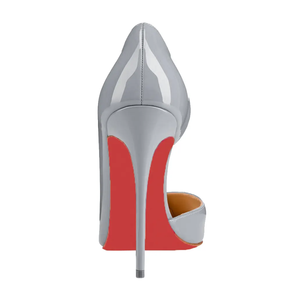 120mm Women's Classic Closed Pointed Toe Bridal Wedding Party Pumps Grey Patent-vocosishoes