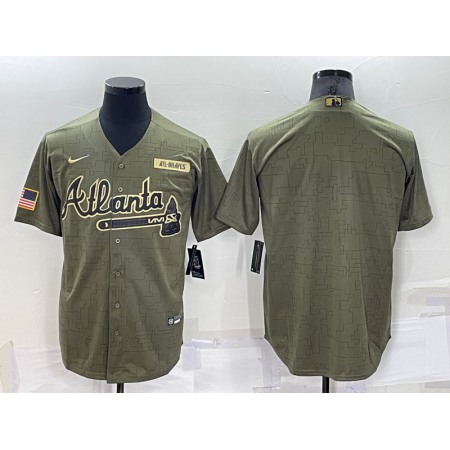 Men's Atlanta Braves Blank Green Salute To Service Cool Base Stitched Jersey