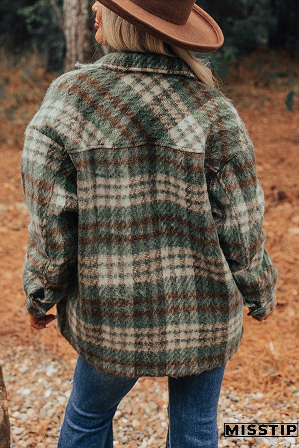 Plus Size Soft Plaid Button Down Jacket