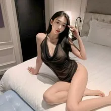 Churchf Night Swearing Lingerie Lingerie Pure Desire Hanging Neck Net Collar Woman Body Delicate Sexy Ajaski 646