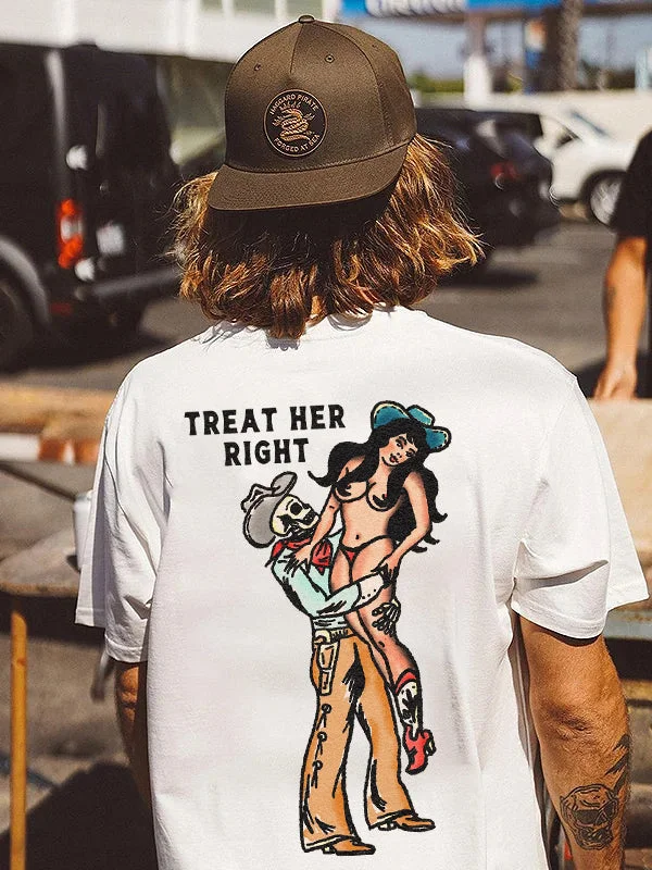 Treat Her Right Skeleton Printed Men's T-shirt - Krazyskull