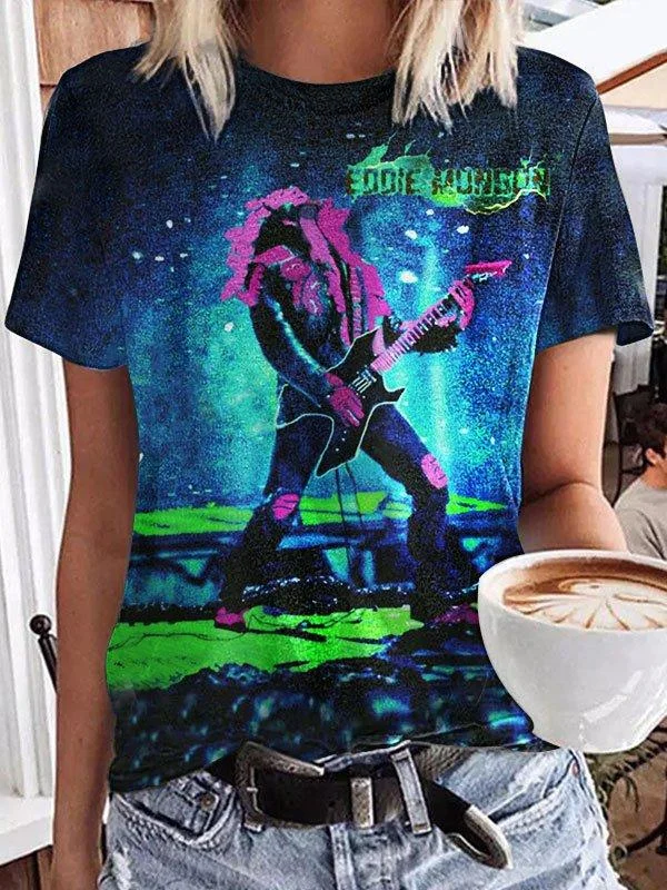 Women's Eddie Munson Print Casual T-Shirt