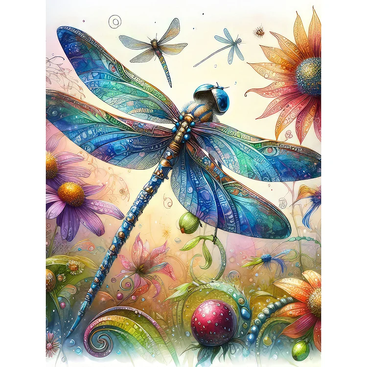 Romantic Dragonfly 30*40CM (Canvas) Full Round Drill Diamond Painting gbfke