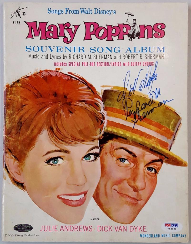 Dick Van Dyke Richard M. Sherman Signed Mary Poppins Song Album PSA W52928