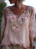 Vintage Pink Roses Vines Breathable Flowy Tunic