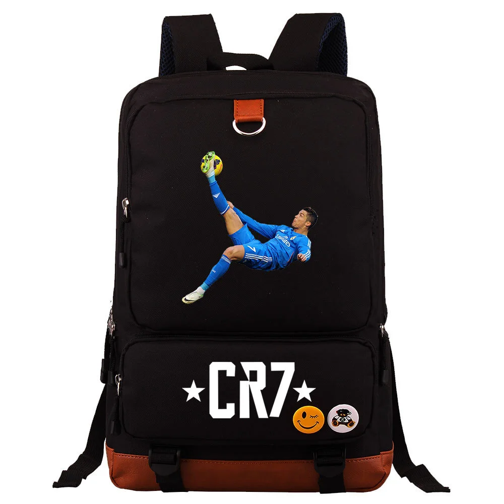Buzzdaisy Cristiano Ronaldo Printed Square Backpack - Large Capacity and Laptop Compartment
