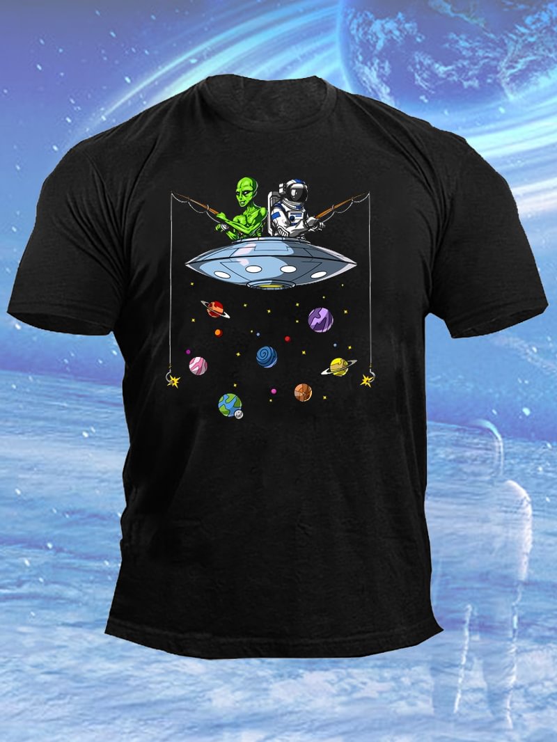 Space Fishing Men's Funny Graphic T-Shirt in  mildstyles