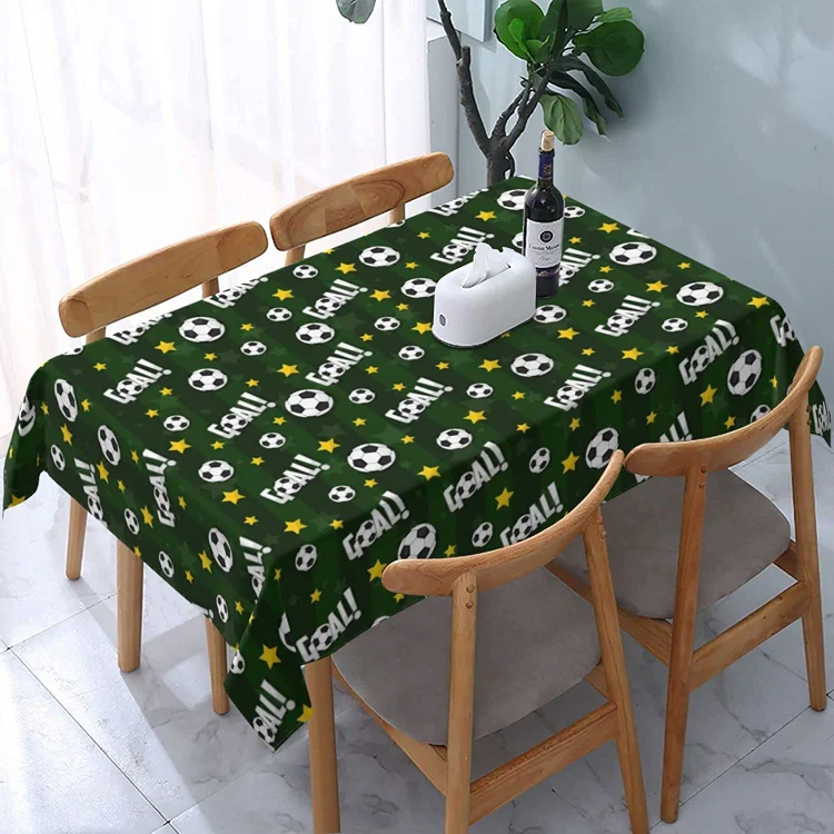Soccer Sports Lover Field Rectangle Tablecloth Kitchen Dining Table Decor Reusable Waterproof Table Covers Wedding Decorations