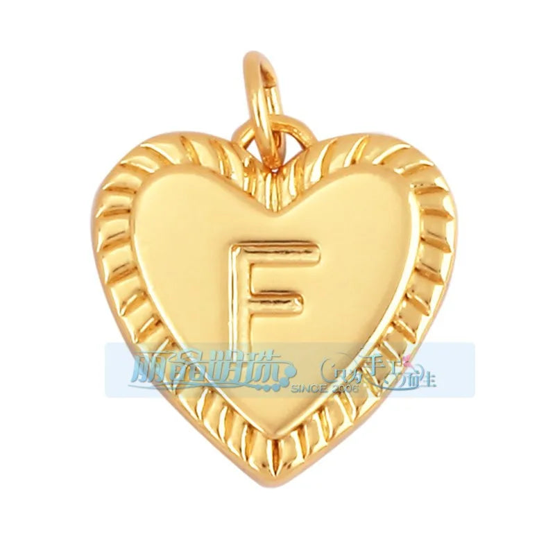1 Piece 15 * 19mm Hole 5~5.9mm Copper Zircon Letter Heart Shape Pendant Jewelry Accessories