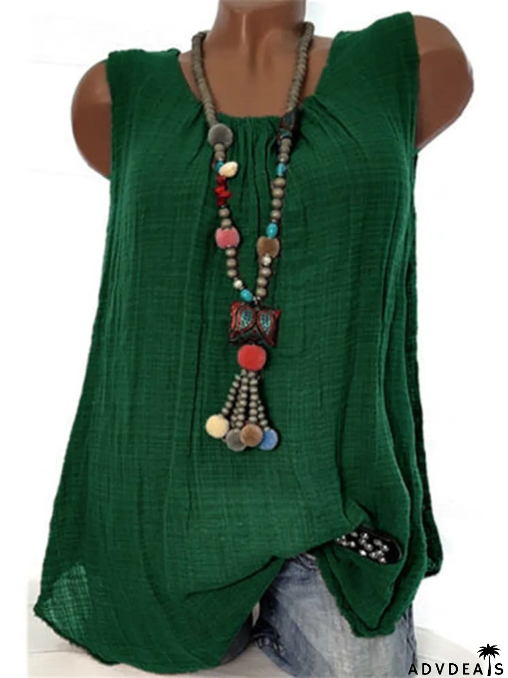 Women Round Neck Sleeveless Casual Tanks