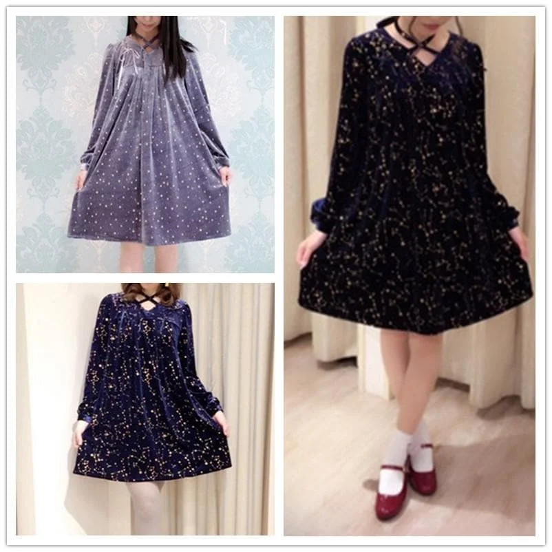 Black/Navy/Grey Starlight Night Lolita Dress SP1711509