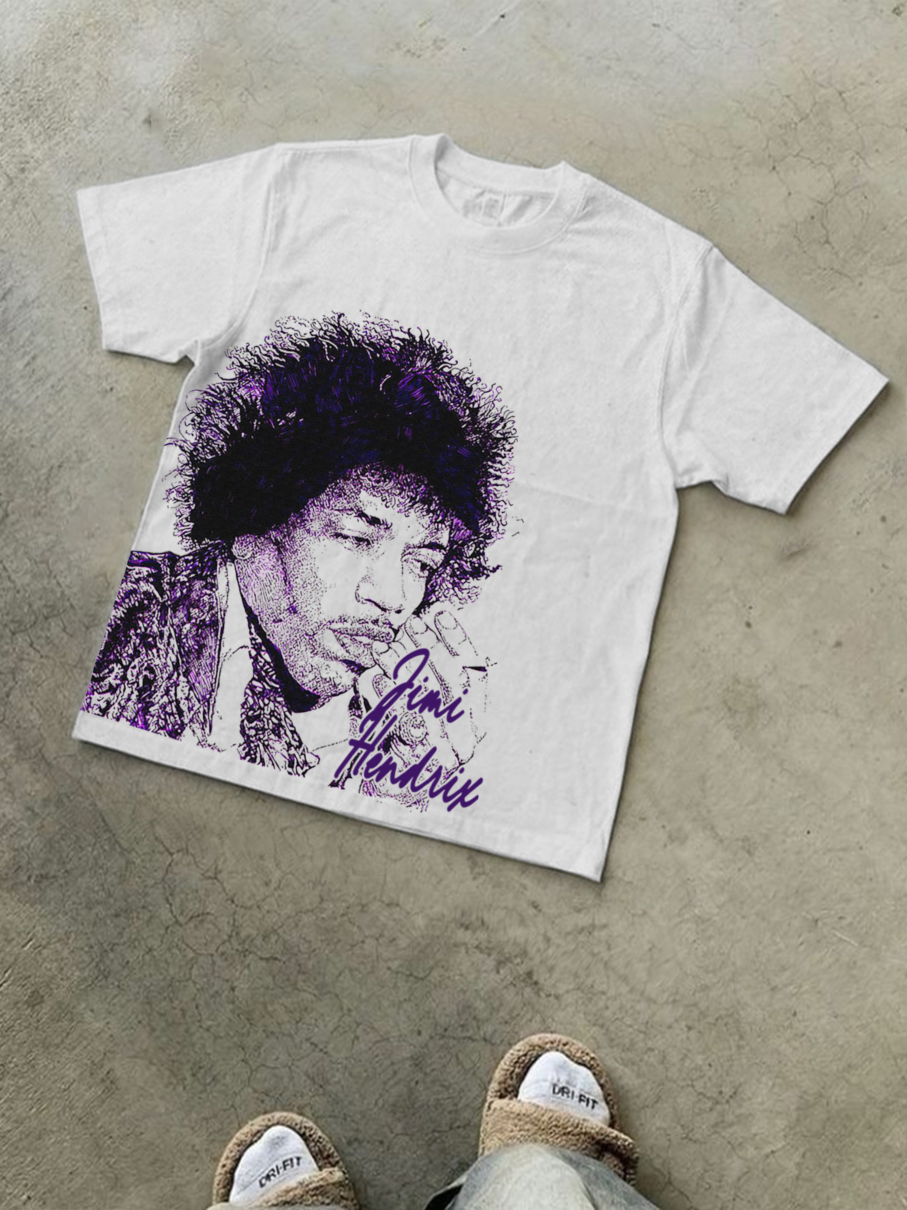 Jimi Hendrix Print Cotton T-shirt