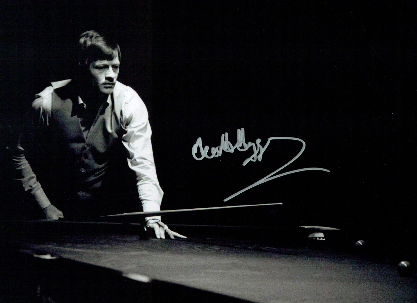 Alex HIGGINS Signed Autograph Large 16x12 SNOOKER Table RARE Photo Poster painting AFTAL COA