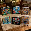 6pcs Diamond Painting Elephant Greeting Card Kits with Envelopes for Family Friend Gifts