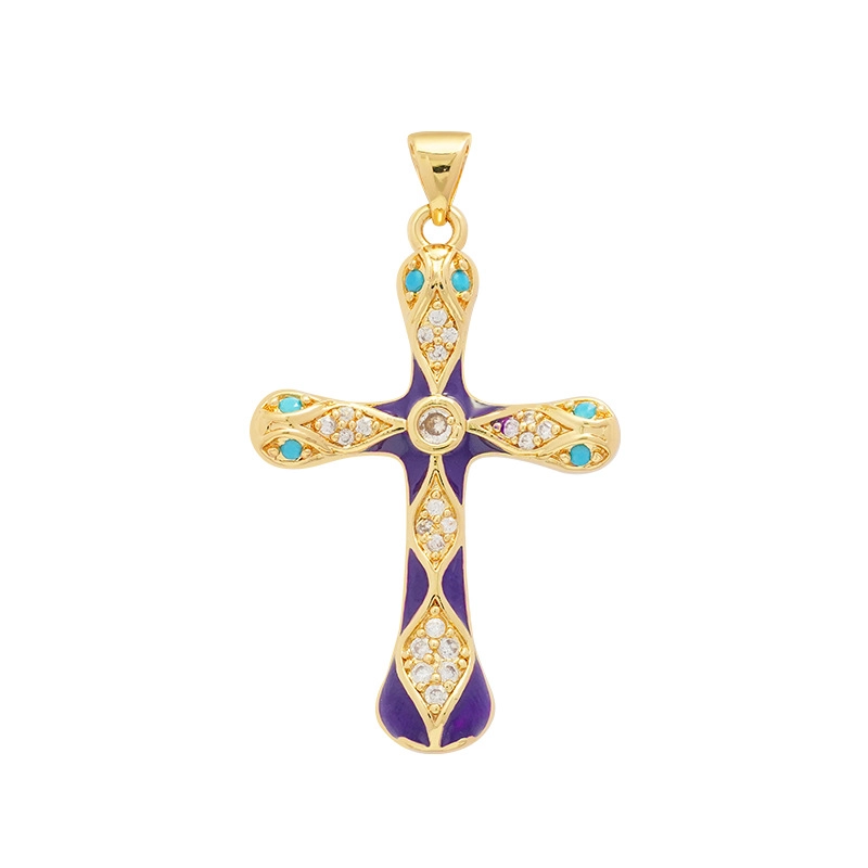 1 Piece Copper Rhinestones Cross Pendant