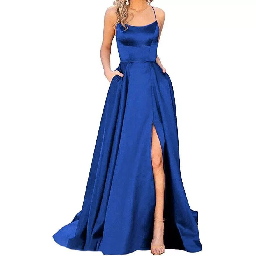 Uveng Uveng Solid-Color Bridesmaids Wear Long Dresses With Thin Shoulders And Girlfriend Fashion Bridesmaids Evening Dress