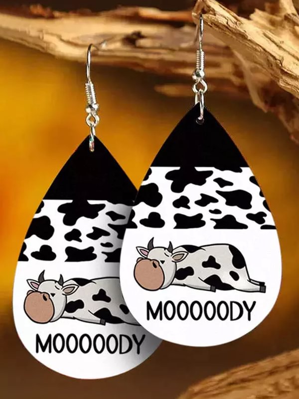 Mooooody Cow Water Drop Earrings