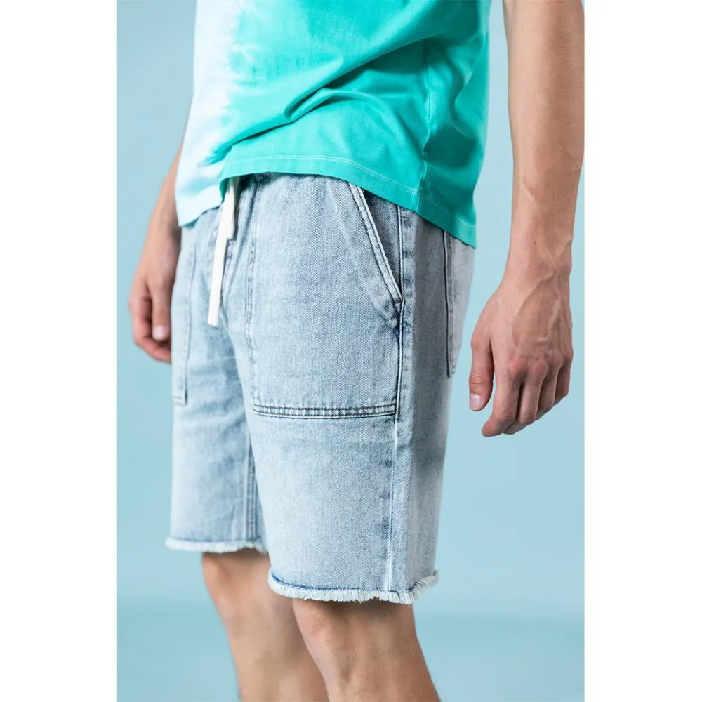 SIMWOOD 2021 summer new denim shorts men fashion raw hem drawstring wash short high quality brand clothing SJ130565